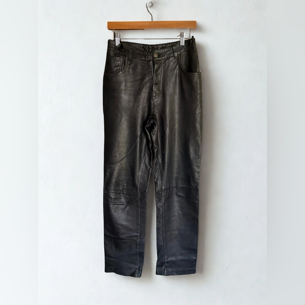 Straight Leg Black Leather Pants Express